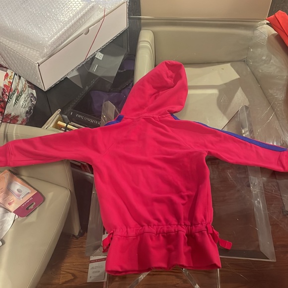 Ralph Lauren size 4t pink with blue strip hooded zip up sweatshirt - Picture 4 of 6